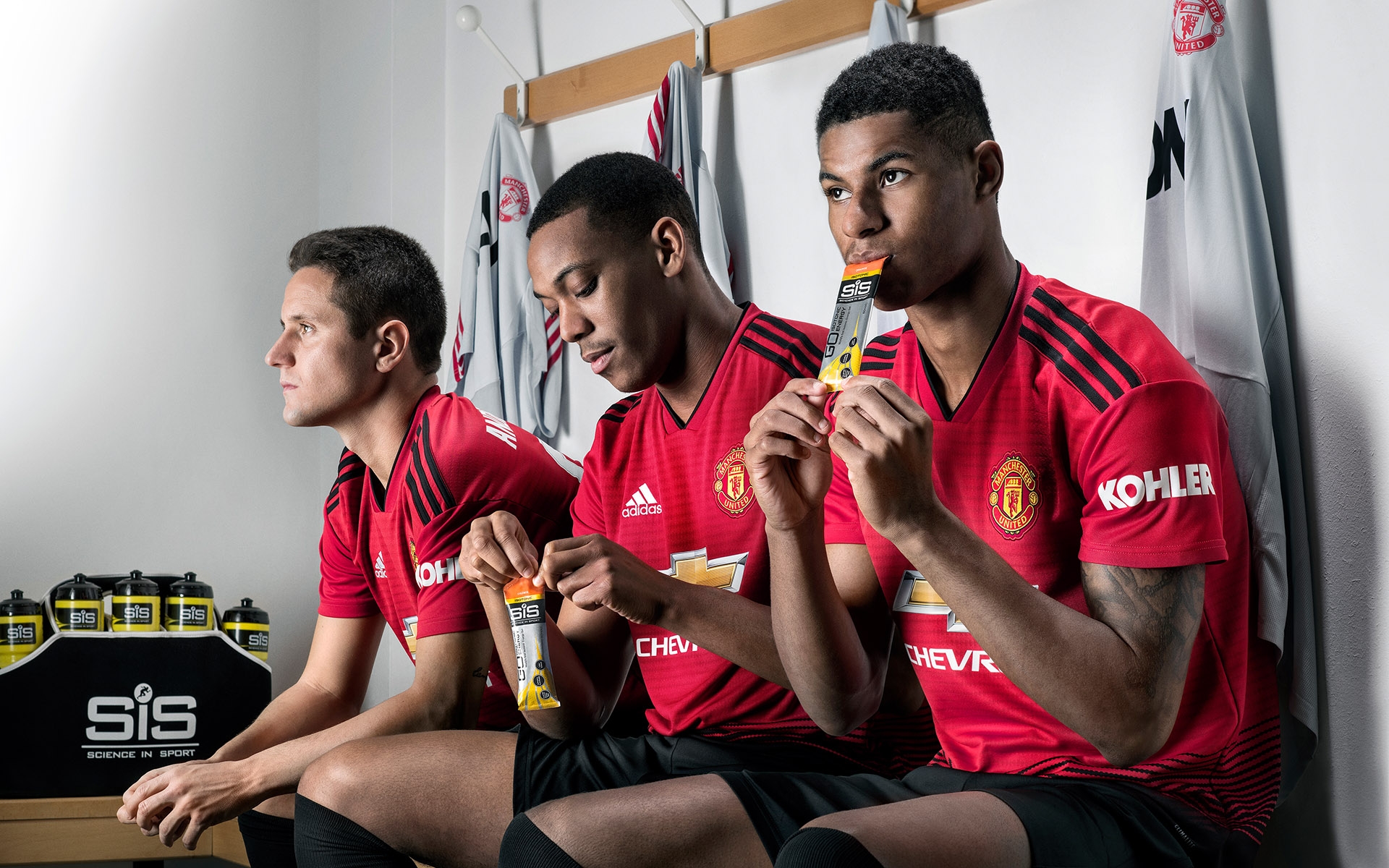 SIS - Science In Sports Campaign Manchester United Rashford, Martial & Herrera ©Paul Cooper
