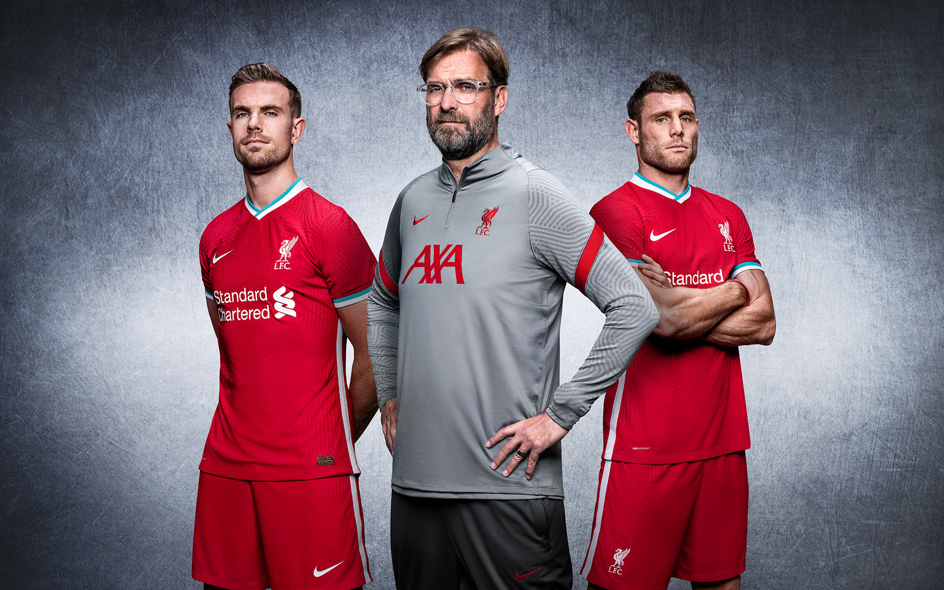 Liverpool FC Nike Kit 20/21: Jordan Henderson, Jurgen Klopp & James Milner ©P Cooper
